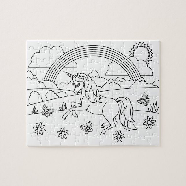 Kids Colour Me Unicorn Rainbow Jigsaw Puzzle (Horizontal)