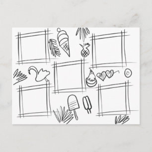 Kids Colour Tropical Fun Drawing Doodling Postcard