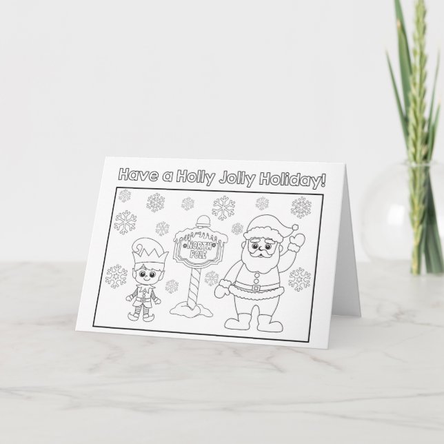 Kids Colour Your Own Holly Jolly Holiday Card  (Front)