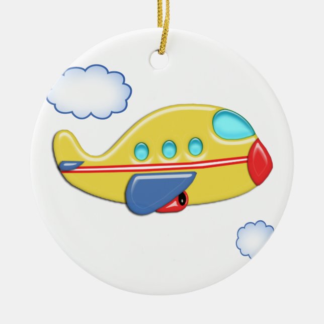 Kid's Colourful Airplane Ceramic Ornament (Front)