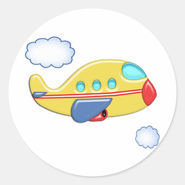Kid's Colourful Airplane Classic Round Sticker (Front)
