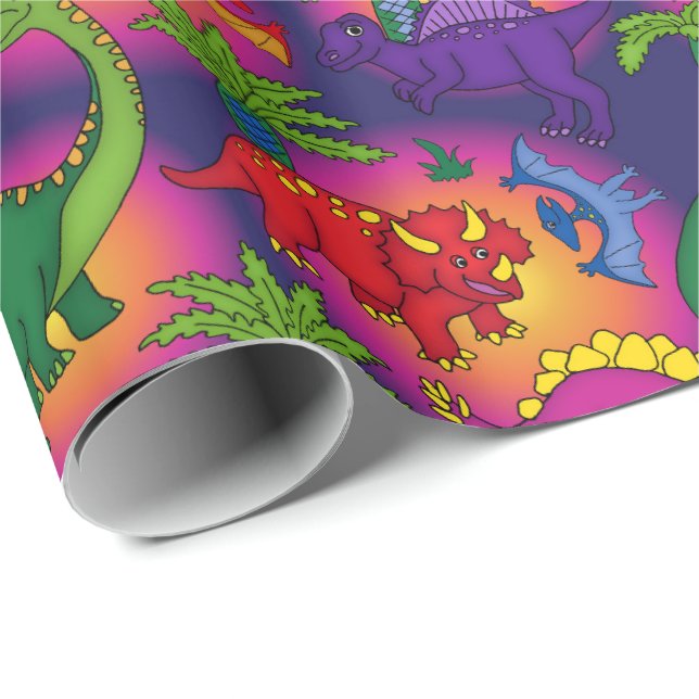 Kids Colourful Cute Dinosaurs Pattern Wrapping Paper (Roll Corner)