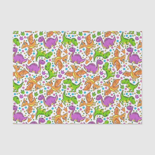 Kids Colourful Dinosaurs  Tissue Paper (Front)