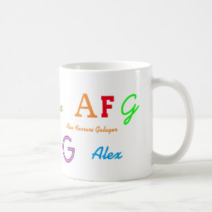 kid's colourful initials/name letters coffee mug
