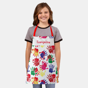 Kids Colourful Painted Handprints Apron