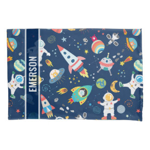 Kids Colourful Personalized Outer Space Astronauts Pillowcase