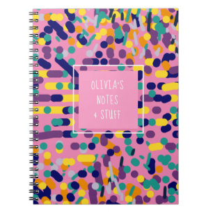 Kids Colourful Pink Artsy  Cute Back to School Notebook