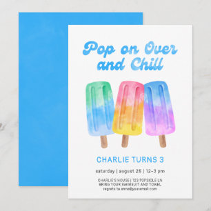 Kids Colourful Popsicle Summer Boy 3rd Birthday Invitation