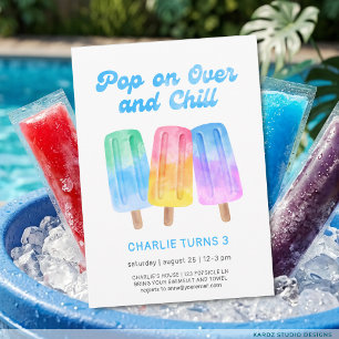 Kids Colourful Popsicle Summer Boy 3rd Birthday Invitation