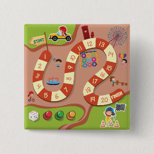 Kids Colourful Race Track Board Game 2 Inch Square Button