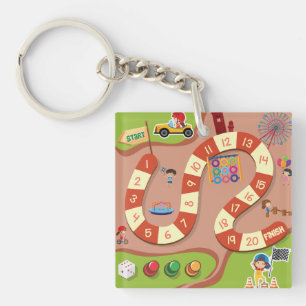 Kids Colourful Race Track Board Game Keychain