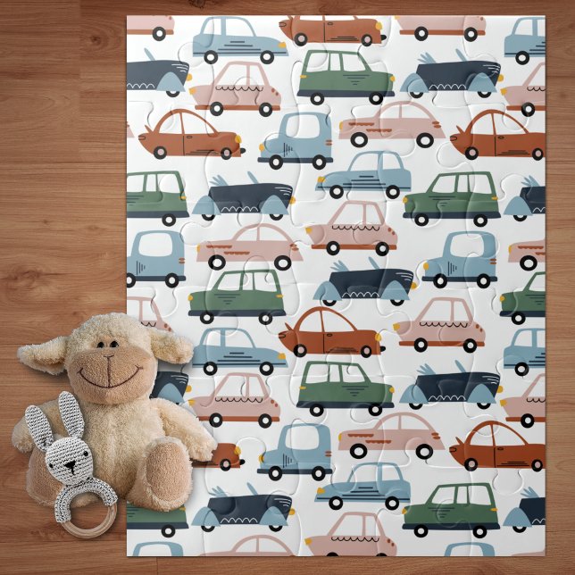 Kids Colourful Retro Car and Truck Pattern Jigsaw Puzzle (Creator Uploaded)