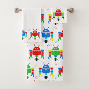 Kids Colourful Robot Towel Set