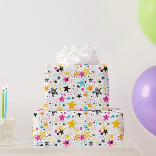 Kids Colourful Stars Wrapping Paper (Party Gifts)