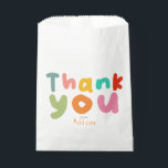 Kids Colourful Thank You 1st Birthday Favour Bag<br><div class="desc">This cute and modern kids favour bag features the words 'thank you' in a colourful typography. This design matches our 'one silly goose' kids first birthday collection.</div>