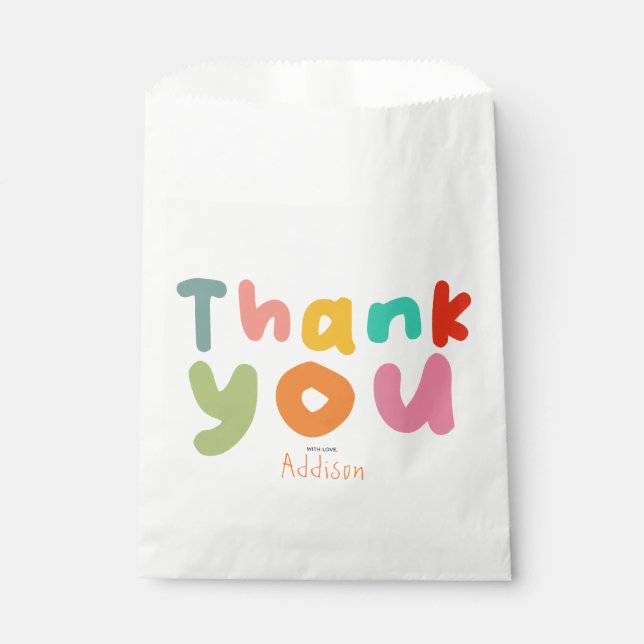 Kids Colourful Thank You 1st Birthday  Favour Bag (Front)