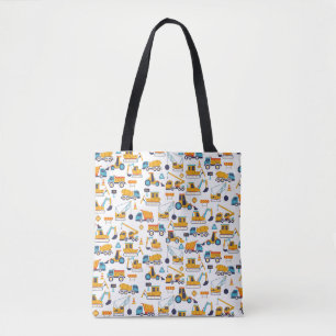 Kids Construction Dump Trucks Vehicle Pattern Tote Bag