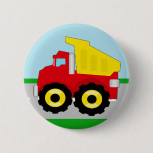 Kids Construction Dumptruck 2 Inch Round Button