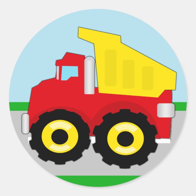 Kids Construction Dumptruck Classic Round Sticker (Front)
