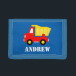 Kids construction dumptruck wallet for boys<br><div class="desc">Kids construction vehicle dumptruck wallet for boys. Personalizable name. Cute Birthday or Christmas gift idea for children Personalized present with name or monogram initials. Toy dump truck vector art.</div>