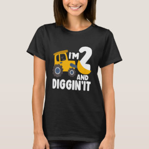 Kids Construction Truck 2nd Birthday Boys Two Year T-Shirt