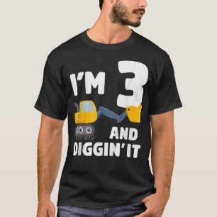 Kids Construction Truck 3rd Birthday Boy Excavator T-Shirt