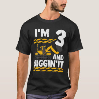 Kids Construction Truck 3Rd Birthday Boy Excavator T-Shirt