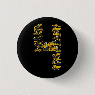 Kids Construction Truck 4th Birthday 4 Year Old Ou 1 Inch Round Button