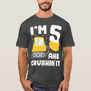 Kids Construction Truck 5th Birthday Boy 5 Year Ol T-Shirt