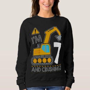 Kids Construction Truck 7th Birthday I'm 7 And Cru Sweatshirt