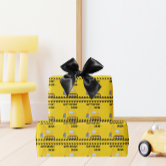 Yellow Excavator Gift Wrap, Building Construction Wrapping Paper