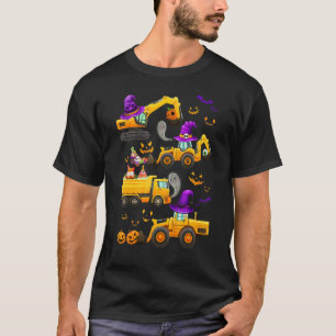 Kids Construction Vehicle Halloween Crane Truck Pu T-Shirt