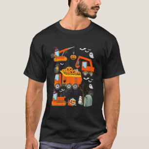 Kids Construction Vehicle Halloween Crane Truck Pu T-Shirt