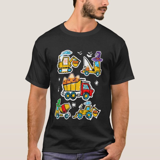 Kids Construction Vehicle Halloween Truck Candy Pu T-Shirt (Front)