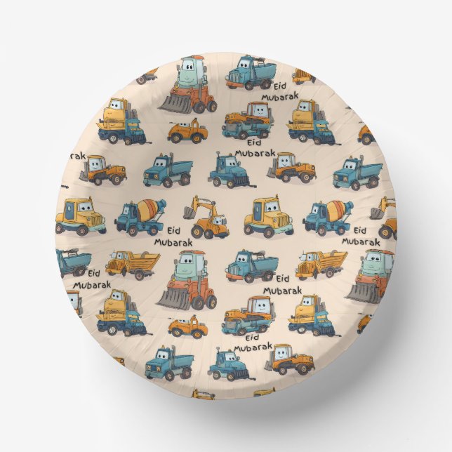 Kids Construction Vehicle Paper Bowls Cute Trucks  Paper Plate (Front)