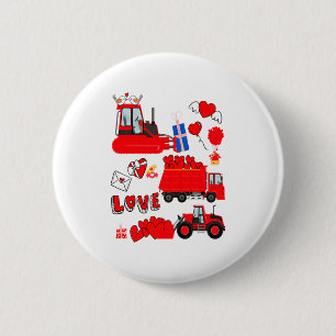 Kids Construction Vehicle Valentine Crane Truck Cu 2 Inch Round Button