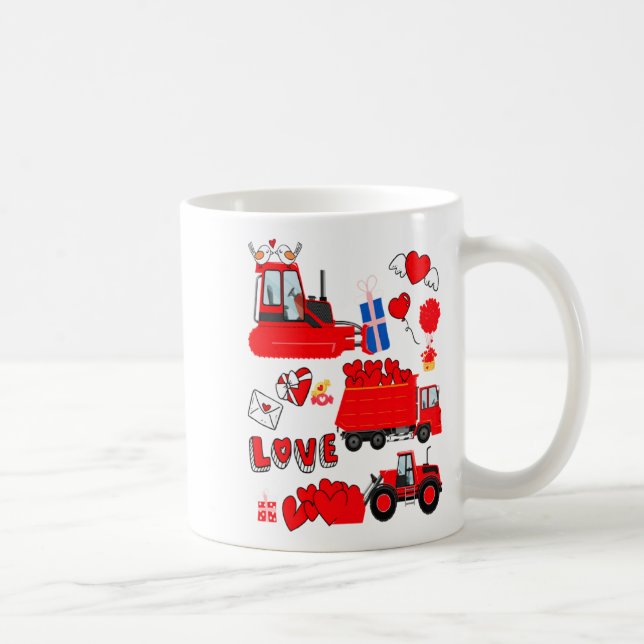 Kids Construction Vehicle Valentine Crane Truck Cu Coffee Mug (Right)