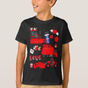 Kids Construction Vehicle Valentine Crane Truck Cu T-Shirt