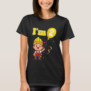 Kids Construction Worker Builder I'm 2 Two Second  T-Shirt