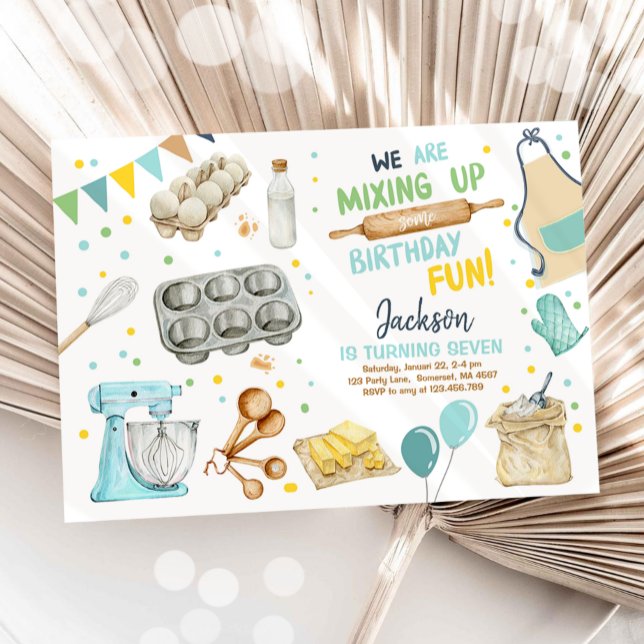 Kids Cooking Birthday Boy Kitchen Baking Chef Invitation (Creator Uploaded)