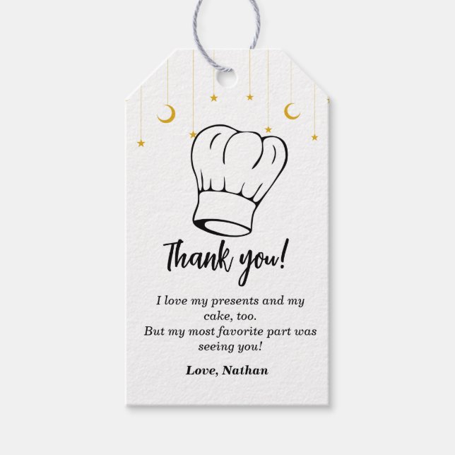 Kids Cooking Birthday Thank You Tag Baking (Front)