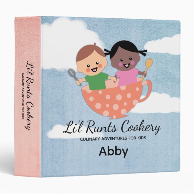 kids cooking flying teacup recipe binder (Front/Spine)