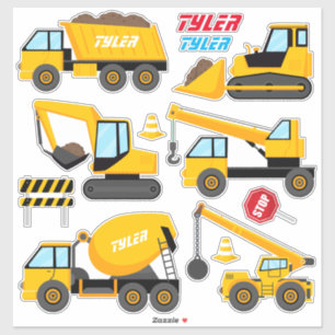 Kids' Cool Construction Equipment, Names Stickers