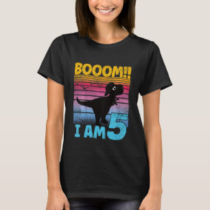 Kids Cool Dino Birthday 5 Years Old Birthday Boom T-Shirt