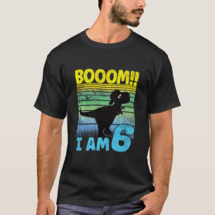 Kids Cool Dino Birthday 6 Years Old Birthday Boom T-Shirt