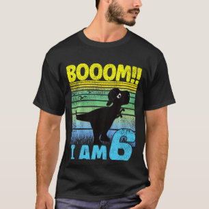 Kids Cool Dino Birthday 6 Years Old Birthday Boom T-Shirt