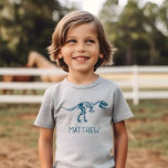 Kids Cool Dinosaur Dig Skeleton Boys T-Shirt<br><div class="desc">This cute personalized kids shirt features a blue prehistoric dinosaur fossil. There is also space for you to add your boys name,  in whimsical typography. The perfect dinosaur themed gift for any archaeology or dinosaur enthusiast,  great for both toddlers and older children.</div>