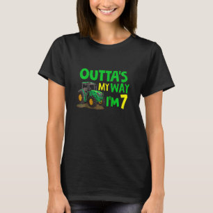 Kids Cool Farm Tractor 7th Birthday Tee Outta' My