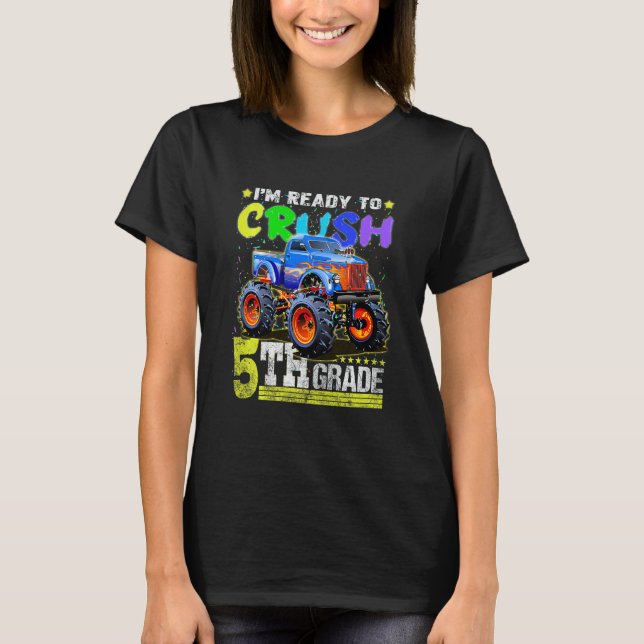 Kids Cool Monster Truck Fifth Grade Back To School T-Shirt (Front)