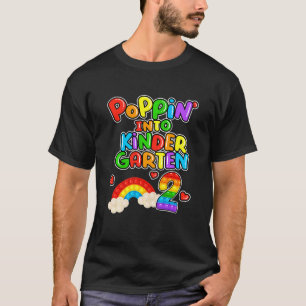 Kids Cool Poppin' Into Kindergarten 2 Cute Rainbow T-Shirt